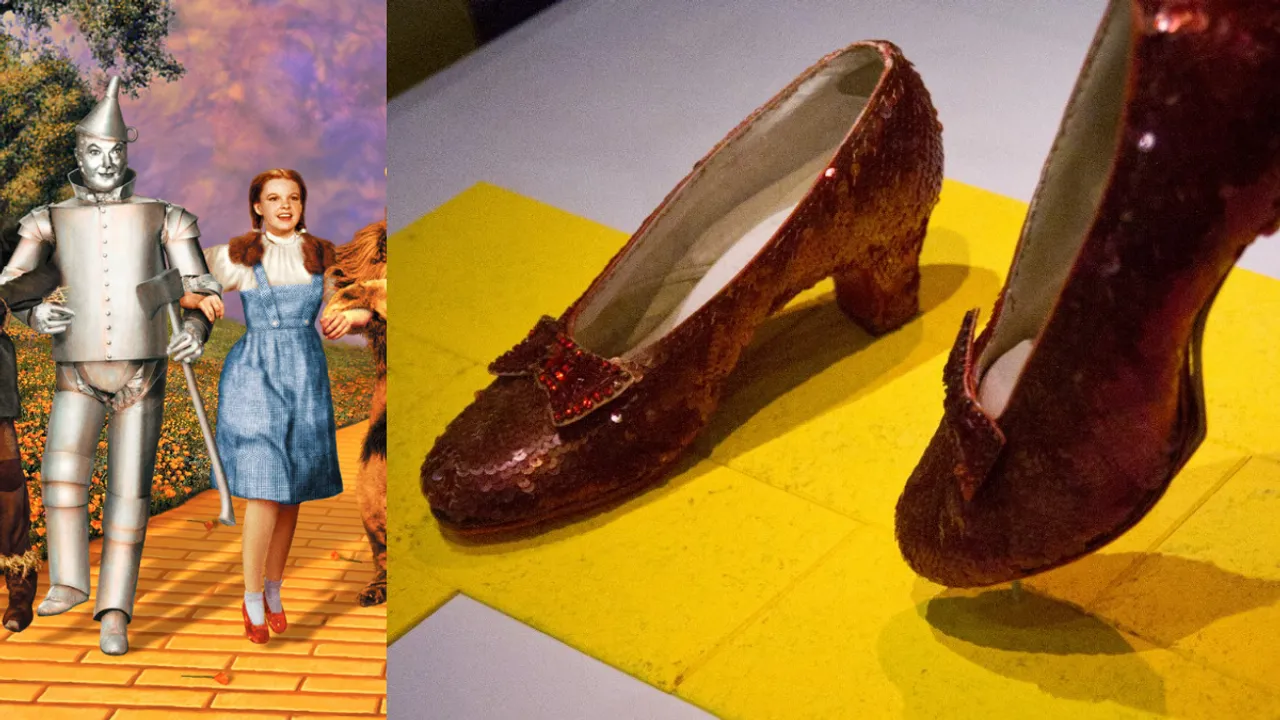 The ruby slippers worn by actress Judy Garland in the character of Dorothy in the Wizard of Oz Photograph:(X) 