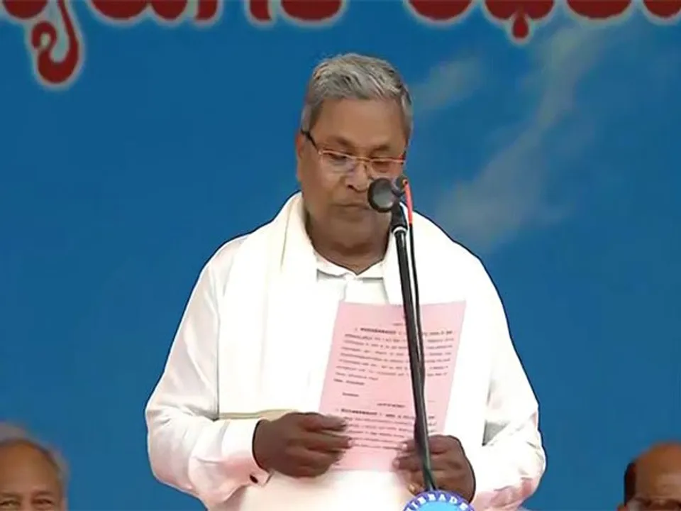  Siddaramaiah takes oath as the Chief Minister of Karnataka in Bengaluru. Photograph:(X) 
