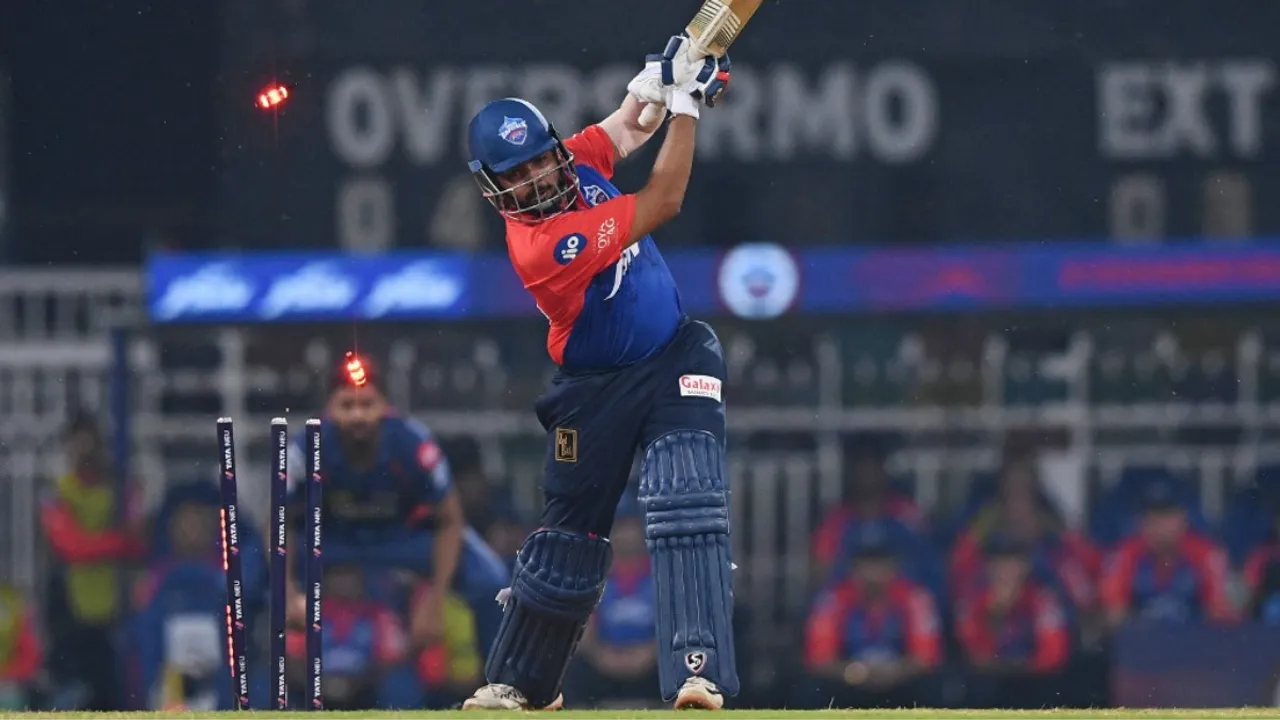  Prithvi Shaw gets bowled during a match in IPL 2023. Photograph:(AFP) 