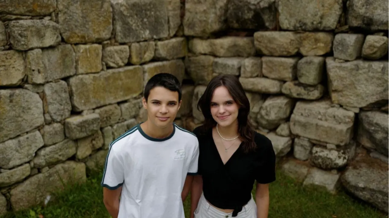  Andre, 15 and Sofia Oliveira, 18 pose for a picture in Almada, Portugal, July 29, 2023. They are part of a group of six that took action in the European court against 32 countries for allegedly failing to do their part to avert climate catastrophe Photograph:(Reuters) 