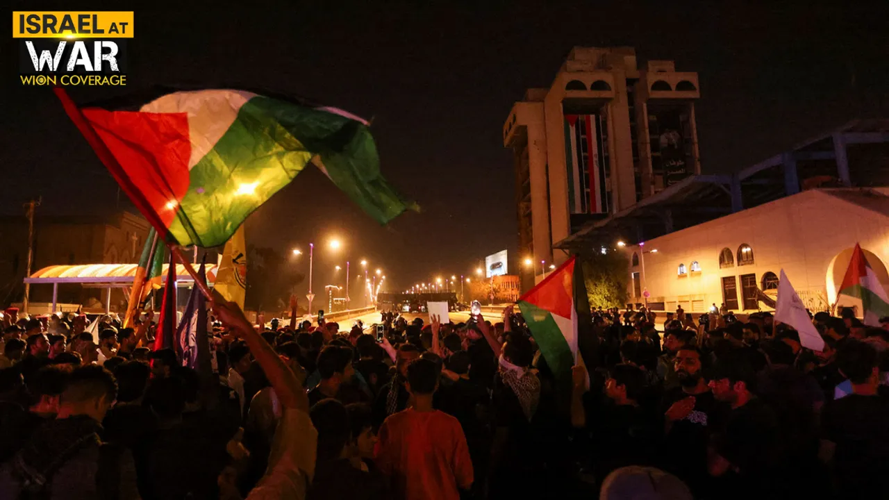  A pro-Palestine protest in Baghdad, Iraq, on October 18, 2023 Photograph:(Reuters) 