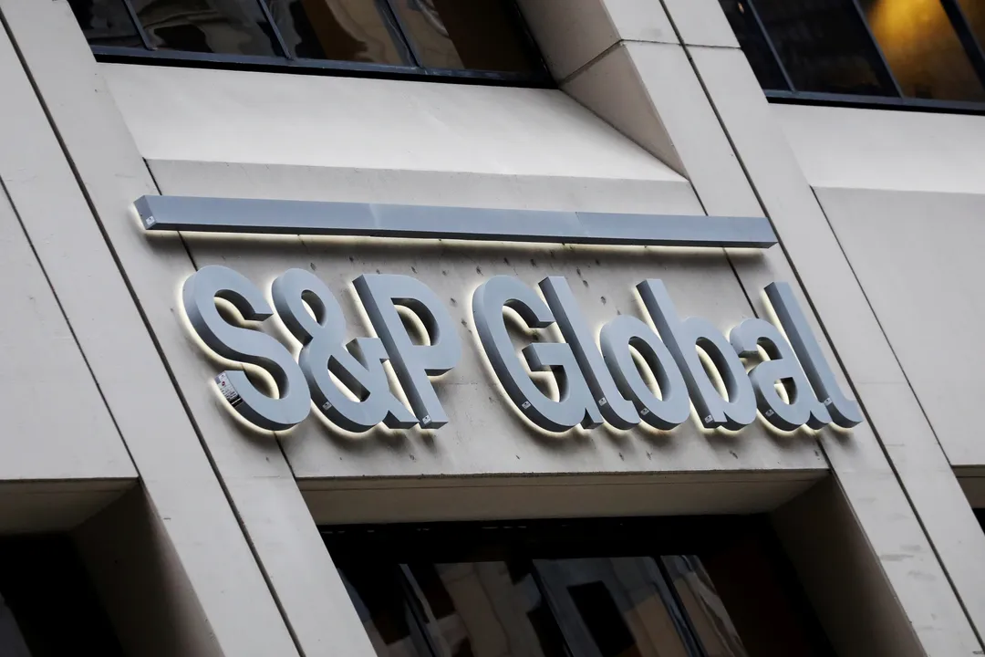  The S&P Global logo is displayed on its offices in the financial district in New York City, U.S Photograph:(Reuters) 