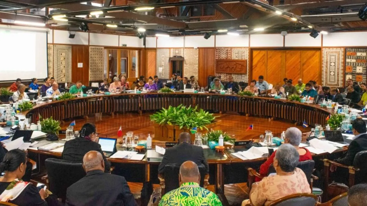  Founded in 1971, the Pacific Islands Forum is the region’s premier political and economic policy organisation. It comprises 18 members: nations from three sub-regions - Melanesia, Micronesia and Polynesia - as well as Australia and New Zealand. (Image: Pacific Islands Forum) Photograph:(Others) 