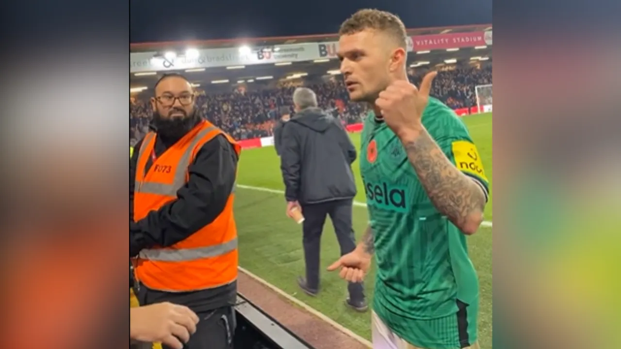  Kieran Trippier confronts Newcastle fan following defeat against Bournemouth  Photograph:(AFP) 