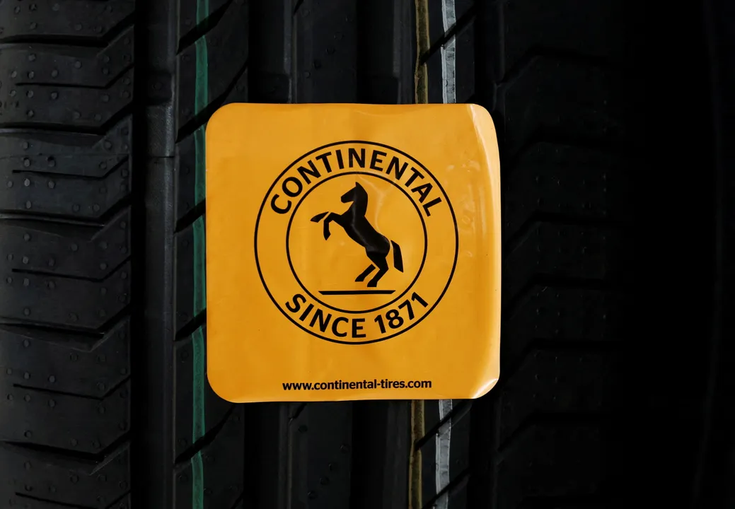  A sticker with the logo of German tyre company Continental Photograph:(Reuters) 