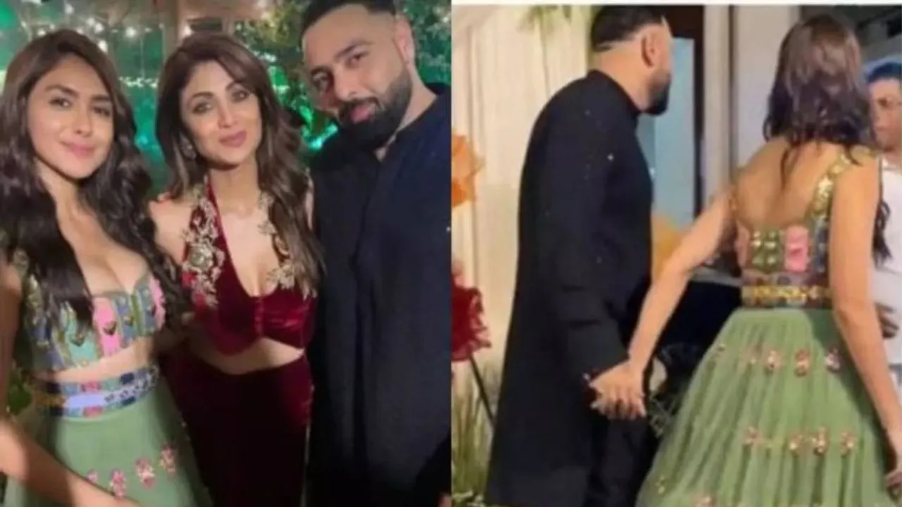  Mrunal Thakur and Badshah pose together with Shilpa Shetty Photograph:(X) 