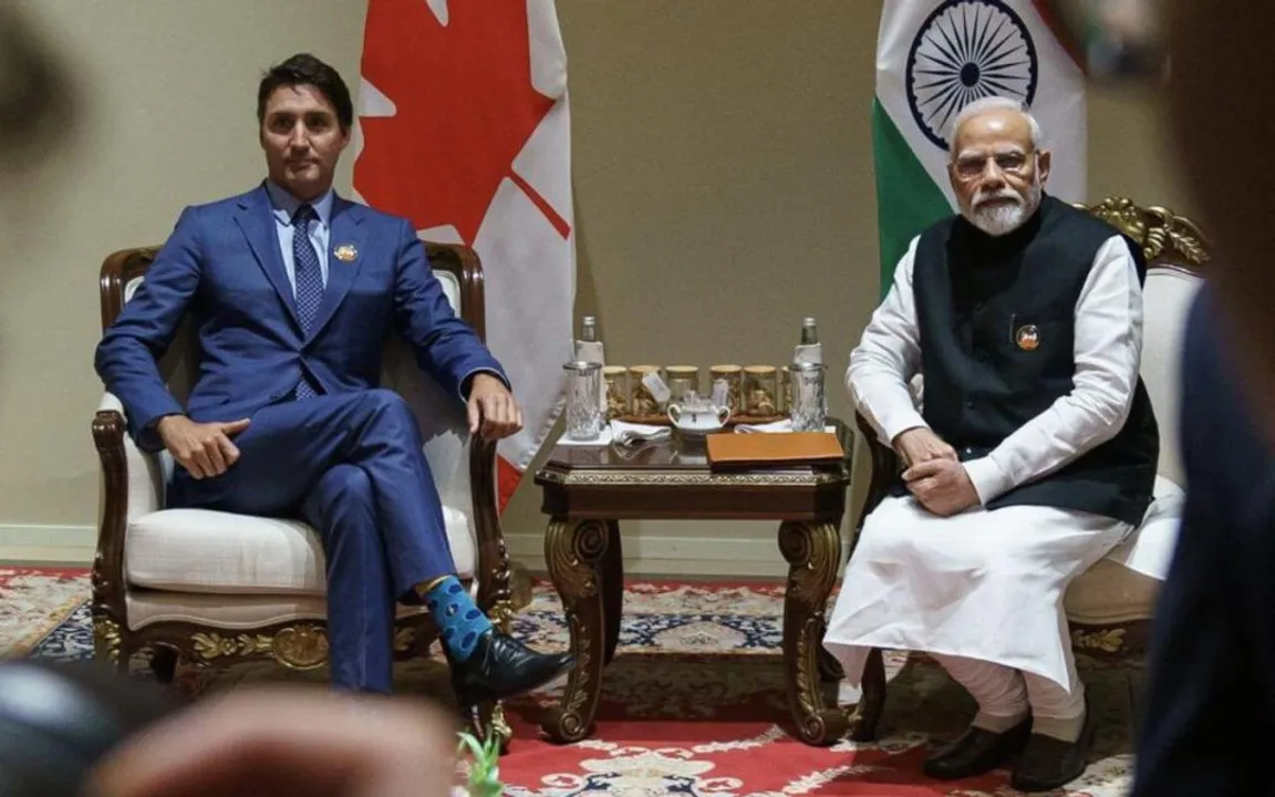  Canadian PM Justin Trudeau with Indian PM Narendra Modi Photograph:(Agencies) 