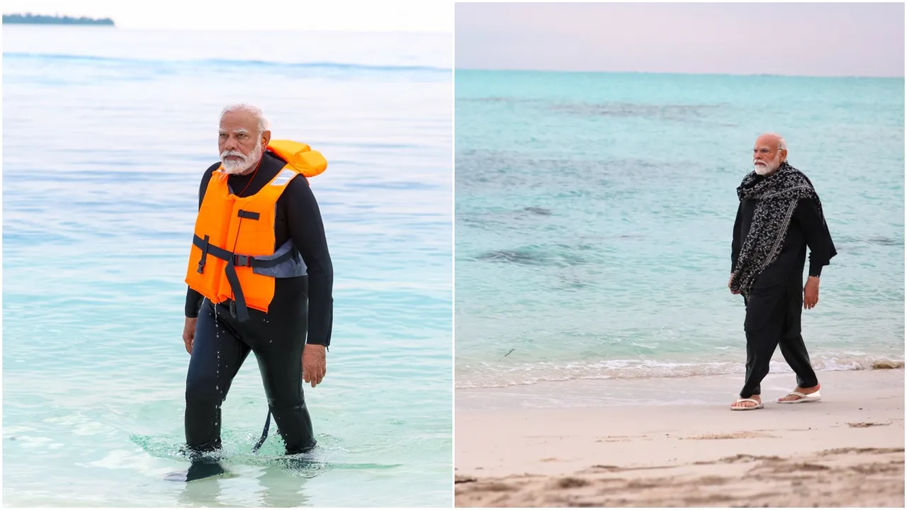  Photos shared by Indian PM Modi on social media after his visit to Lakshadweep Photograph:(X) 