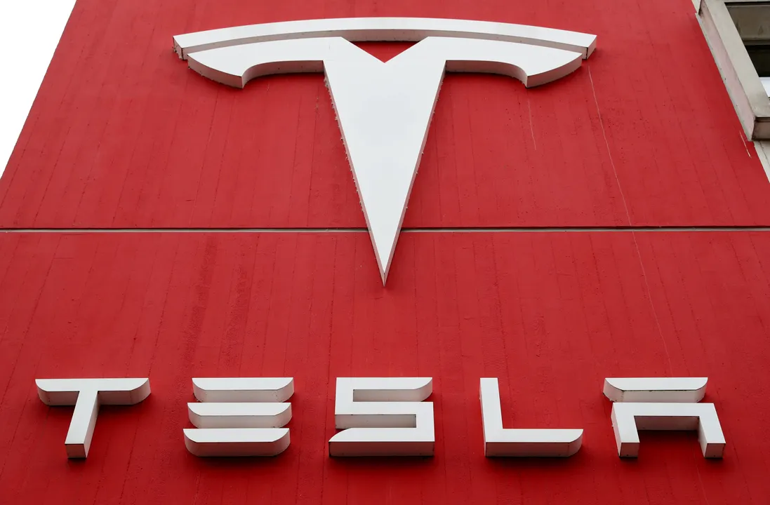  The logo of car manufacturer Tesla Photograph:(Reuters) 