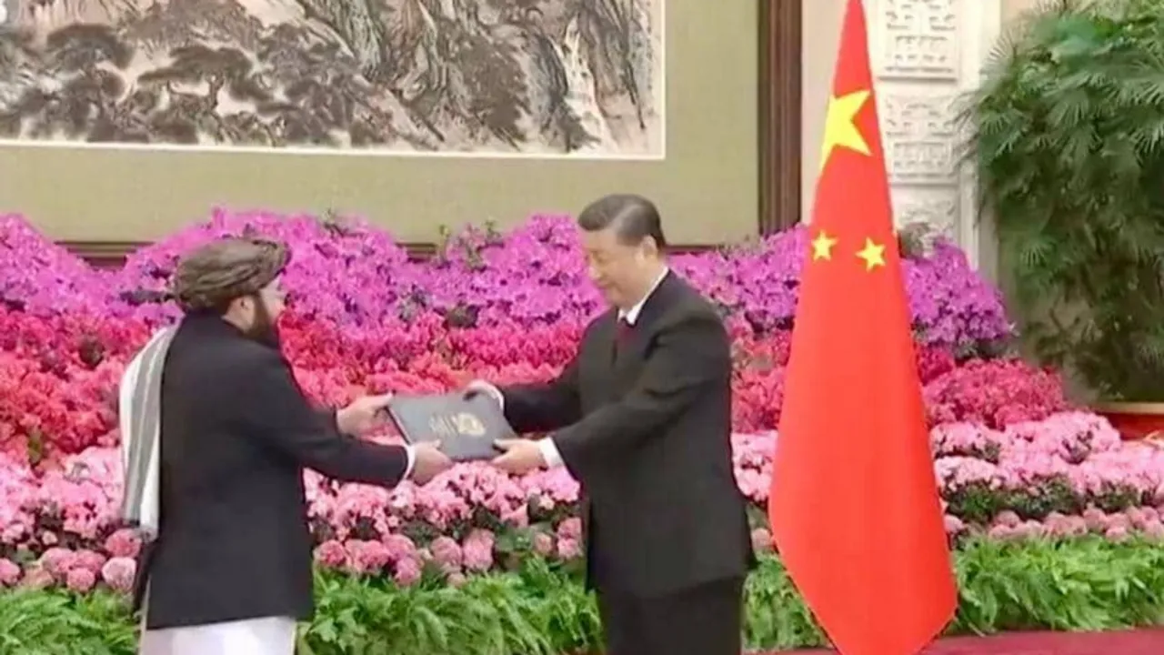  Xi Jinping with Bilal Karimi, Taliban-run Afghanistan government's ambassador to China | X/@QaharBalkhi Photograph:(X) 