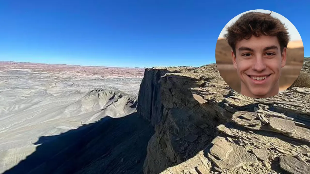 Image of canyon in Utah and the teenager who died. Photograph:(Others) 