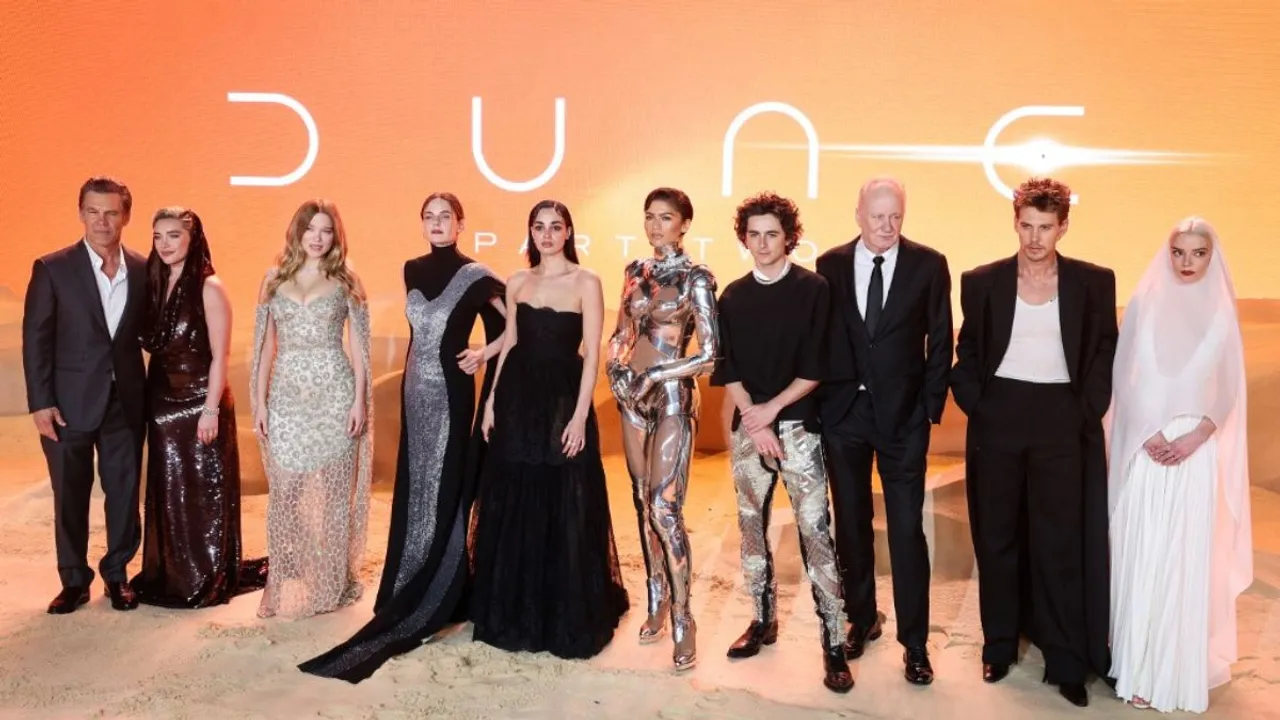  The cast of Dune: Part Two pose at the London premiere of the film Photograph:(AFP) 