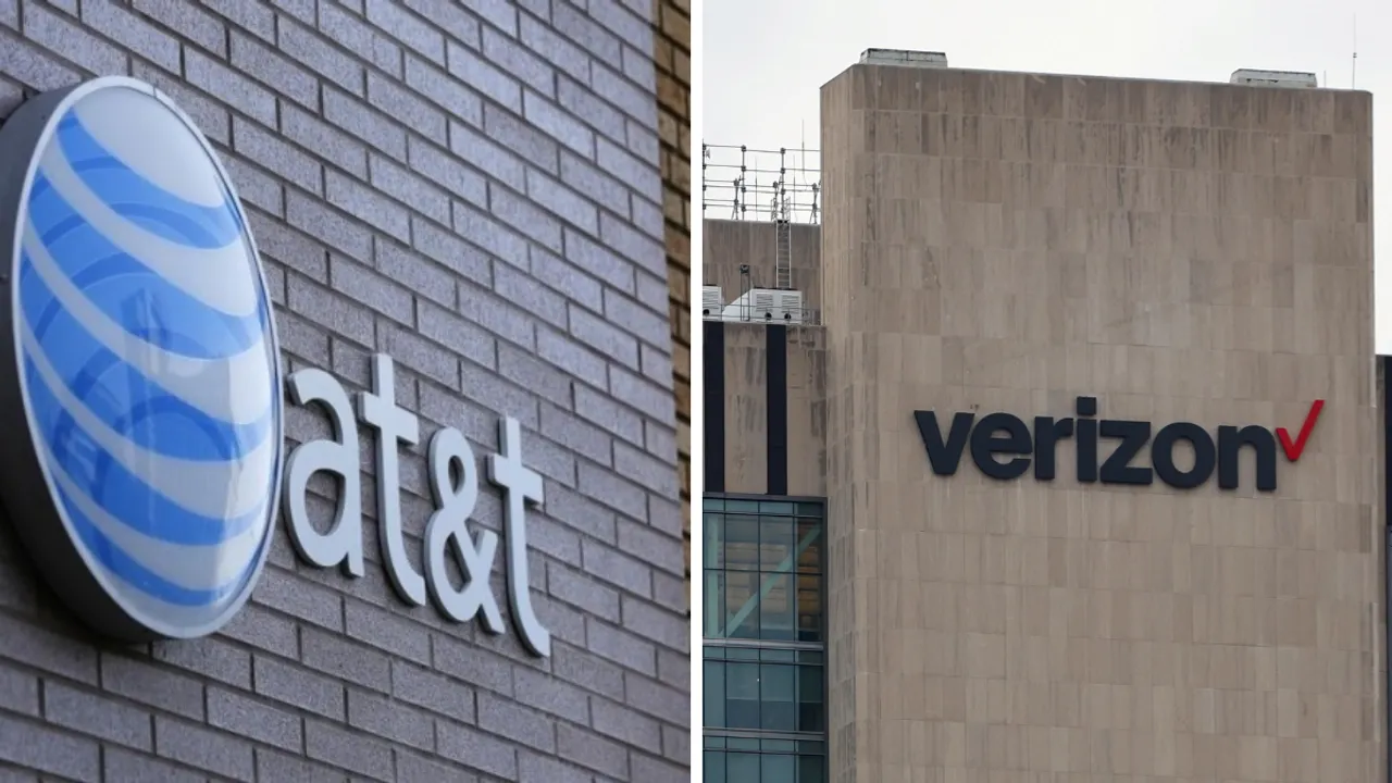  File photo of the logos of AT&T and Verizon.  Photograph:(Reuters) 