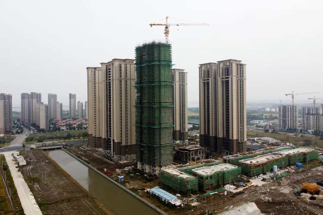  Residential buildings at the construction site of Evergrande Photograph:(Reuters) 