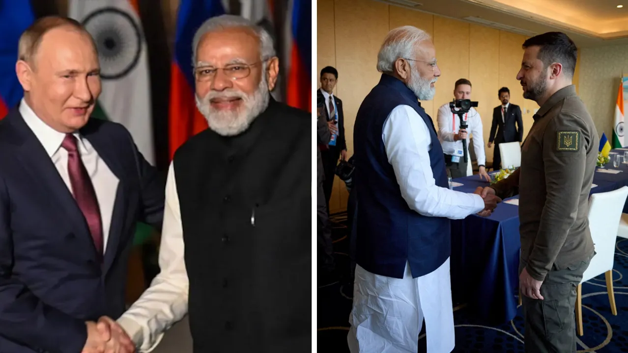  Indian Prime Minister Narendra Modi with Putin, Zelensky   Photograph:(X) 