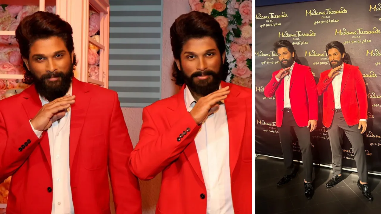 Allu Arjun poses next to his wax statue at Madame Tussauds Dubai Photograph:(WION Web Team) 