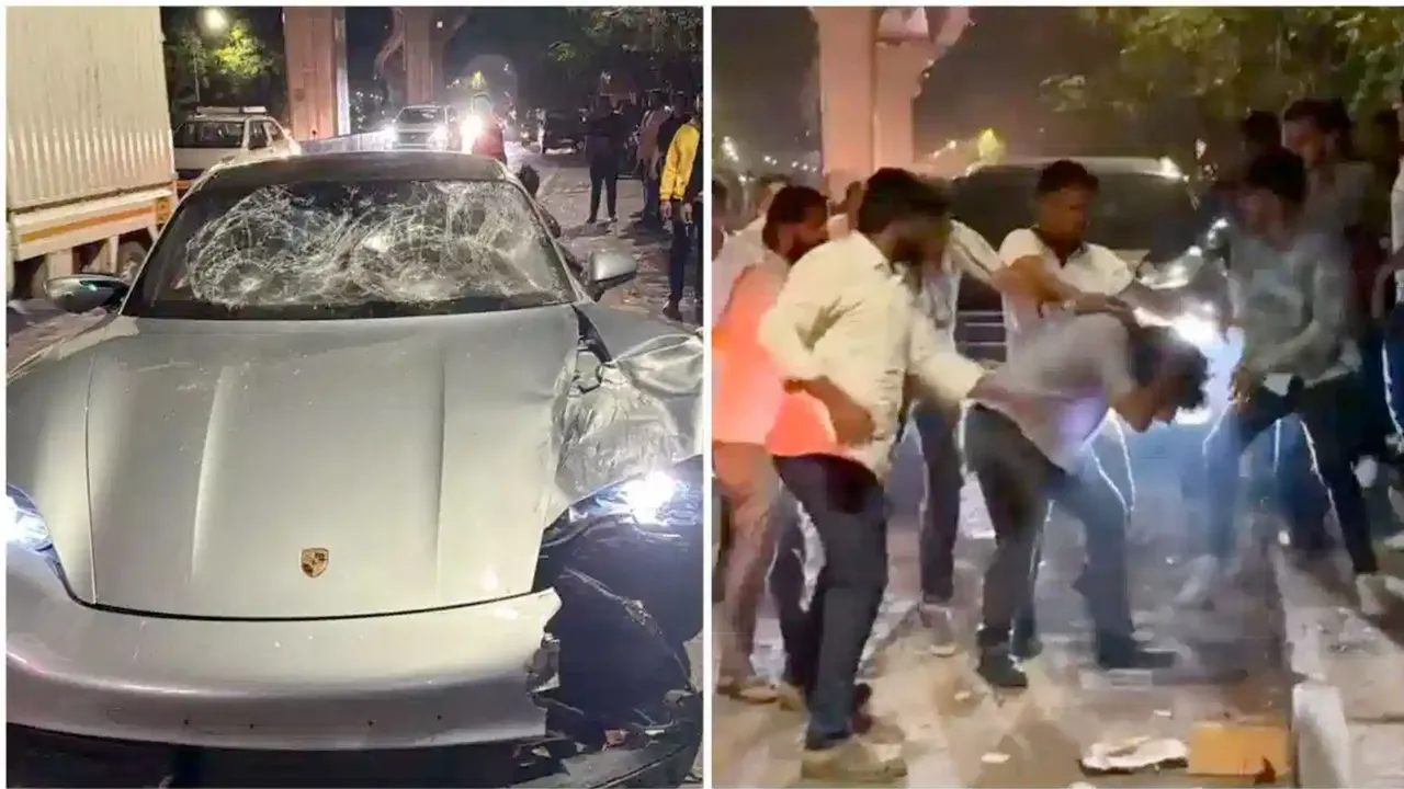  A Porsche car being driven by a 17-year-old hit two people in Pune, instantly killing them both. Photograph:(X) 