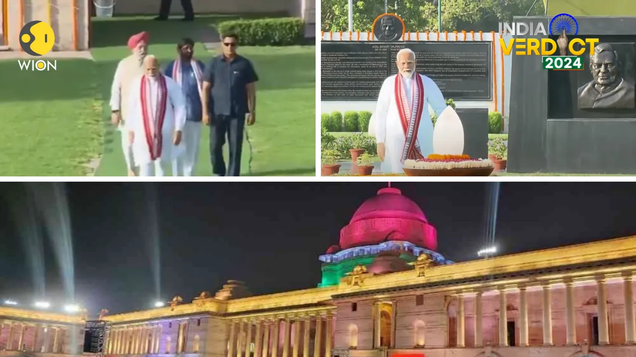  Prime Minister Narendra Modi paid tributes to Mahatma Gandhi and AB Vajpayee Photograph:(Agencies) 