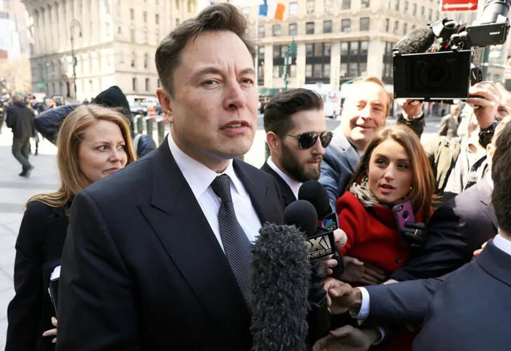  Tesla CEO Musk arrives at Manhattan court for SEC hearing. Photograph:(Reuters) 