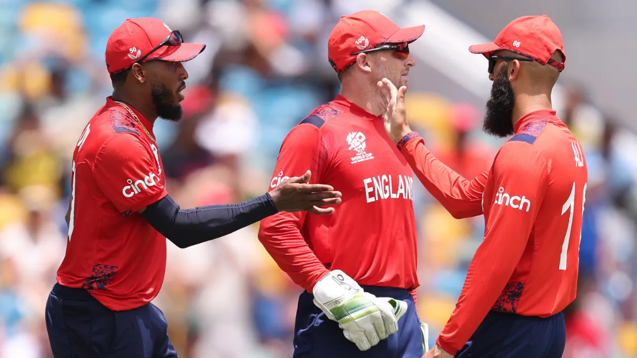  Jordan (L) took a hattrick before Buttler 83 not out in England's win (Source: @englandcricket) Photograph:(X) 