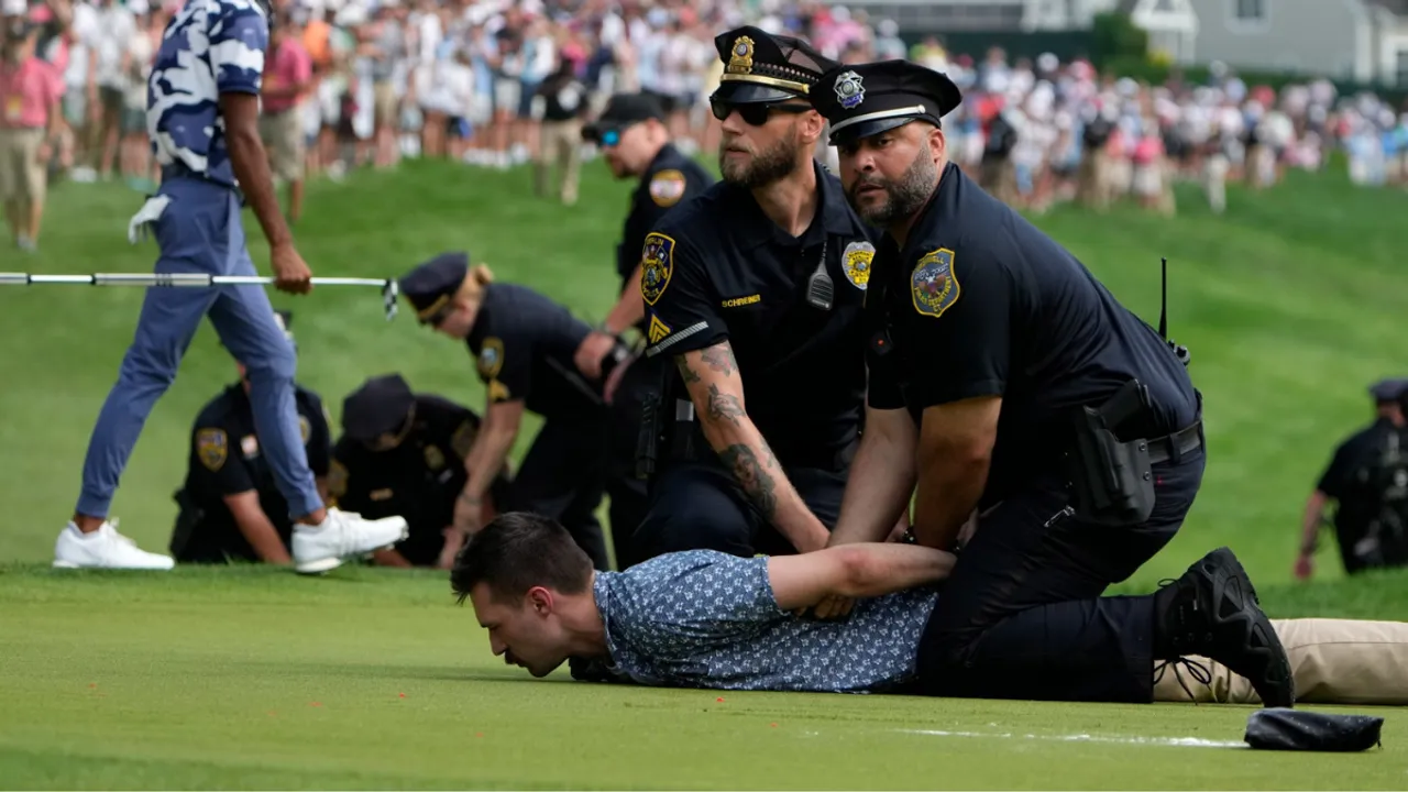  Protestors at Travelers Championship Photograph:(X) 