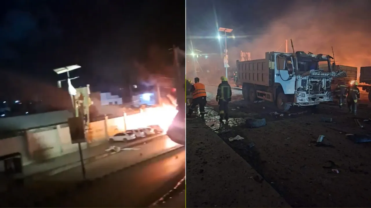  Images posted online showed a huge fireball and plumes of smoke billowing into the night sky as the explosion ripped through the popular restaurant in the centre of the city. Photograph:(Others) 
