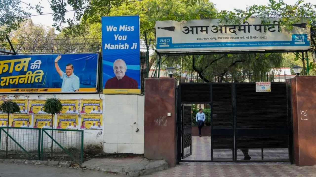  Aam Aadmi Party (AAP) office at Rouse Avenue in New Delhi. Photograph:(PTI) 