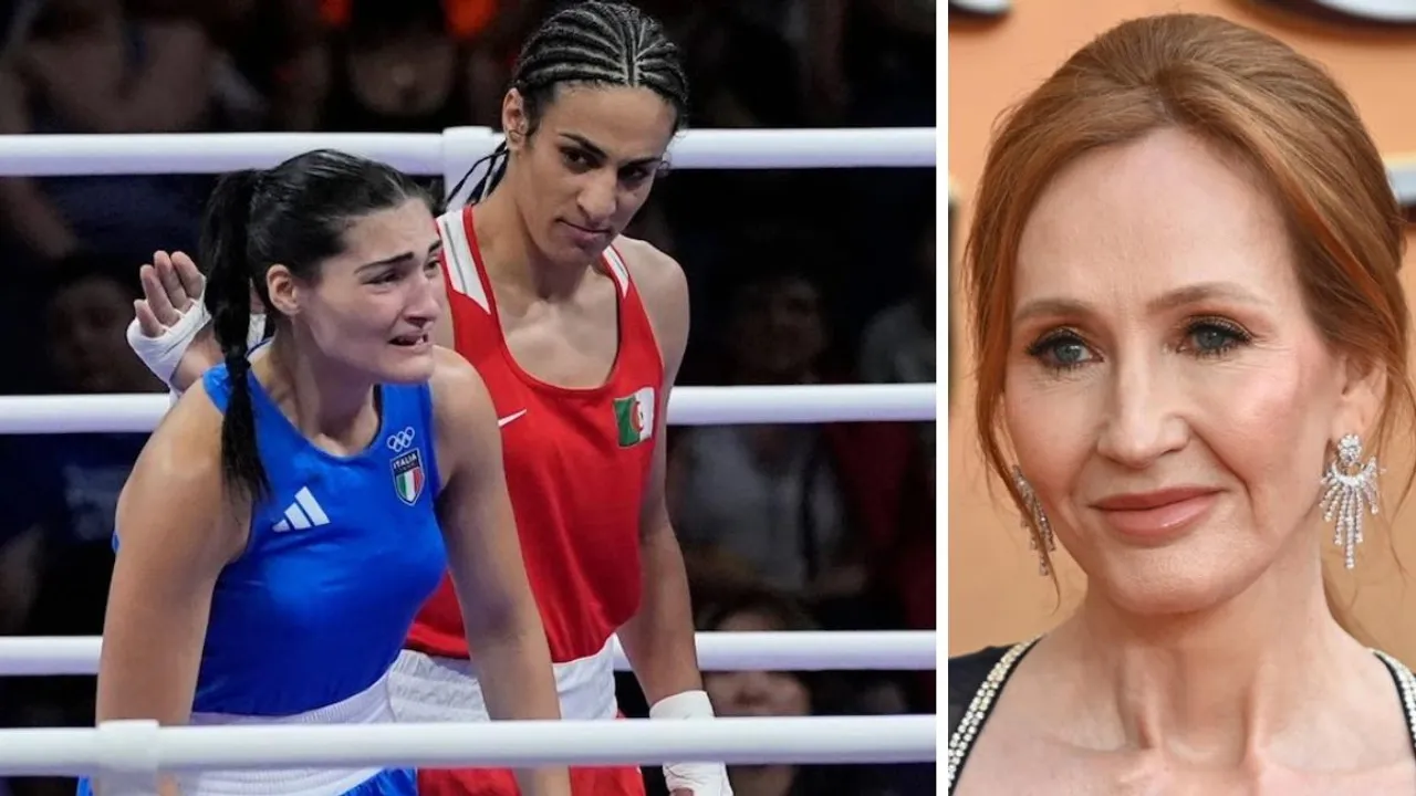  Angela Carini and Imane Khelif post their match and file image of JK Rowling Photograph:(X) 