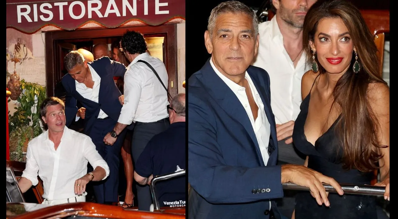  Brad Pitt and Ines with George Clooney and Amal Clooney Photograph:(Instagram) 