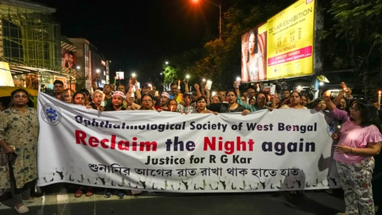  Protests for justice for the Kolkata rape victim Photograph:(PTI) 