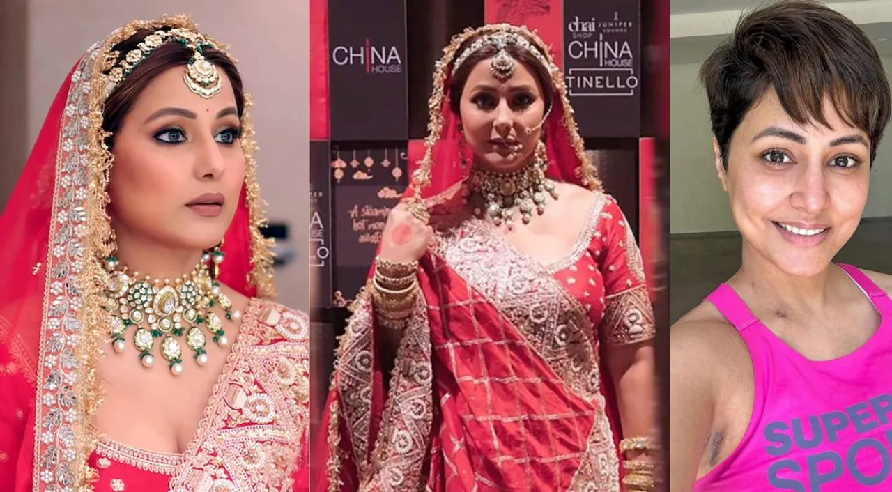  Hina Khan walked a show dressed as a bride Photograph:(Instagram) 