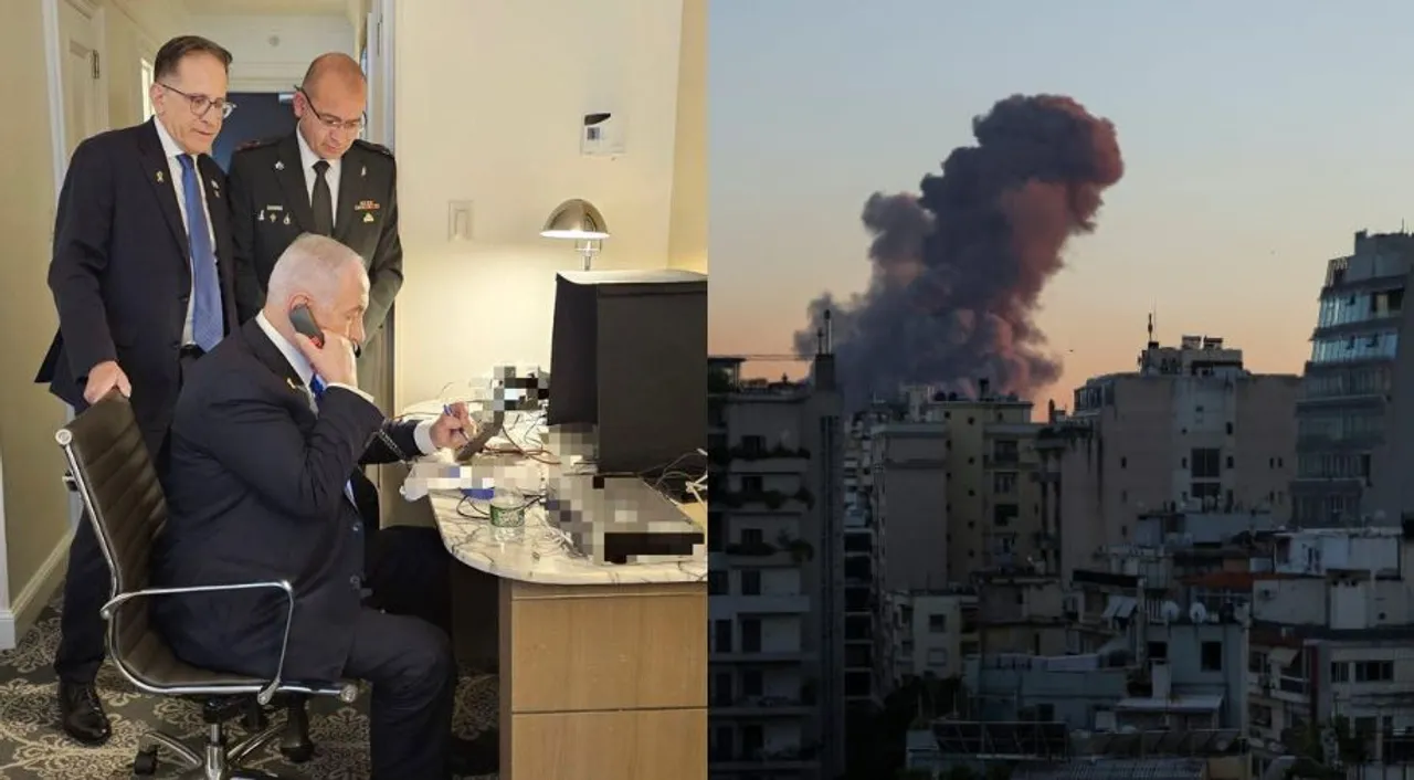  The Prime Minister’s Office releases a photo it says depicts Benjamin Netanyahu approving the airstrike on Hezbollah headquarters in Beirut Photograph:(Reuters) 