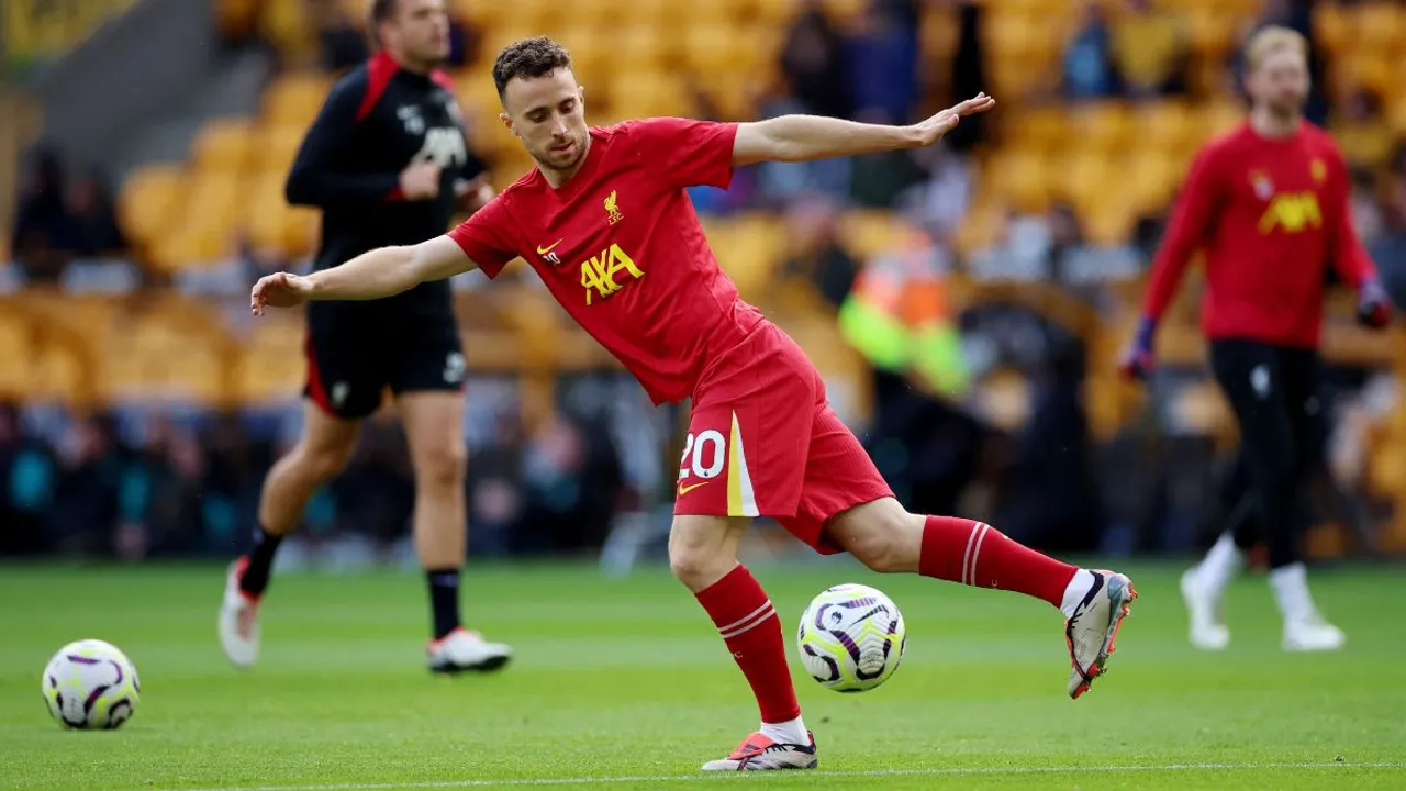  Liverpool’s Arne Slot expects Diogo Jota to be fit for Champions League clash Photograph:(Reuters) 