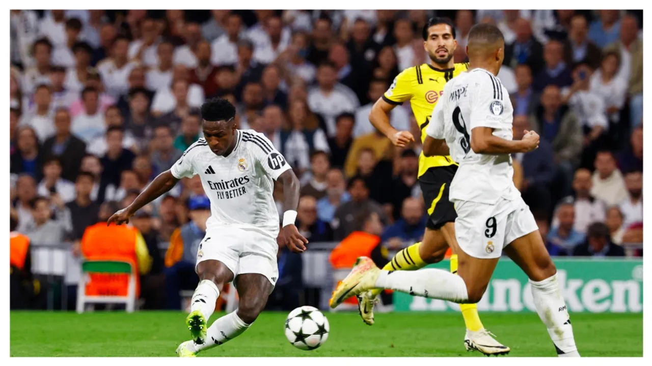  UCL: Vinicius hat-trick saves Madrid vs Dortmund, Aston Villa go top Photograph:(Reuters) 