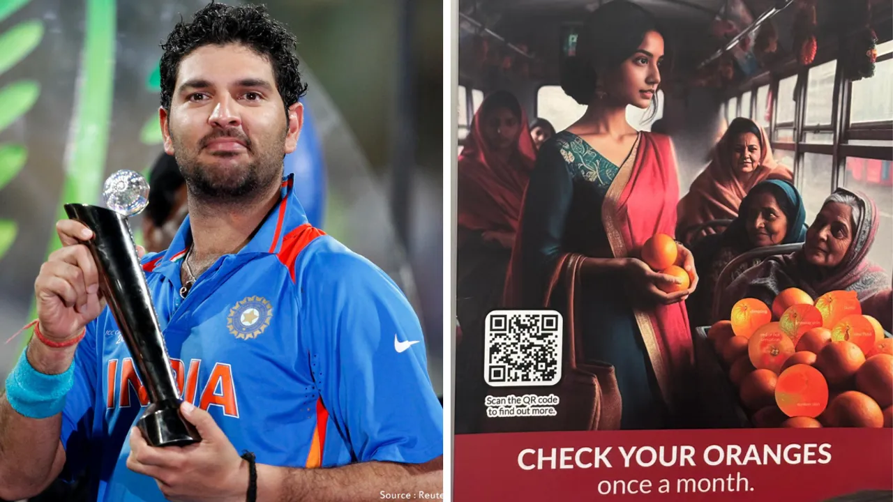  File image of Yuvraj Singh and the viral ad campaign Photograph:(X) 
