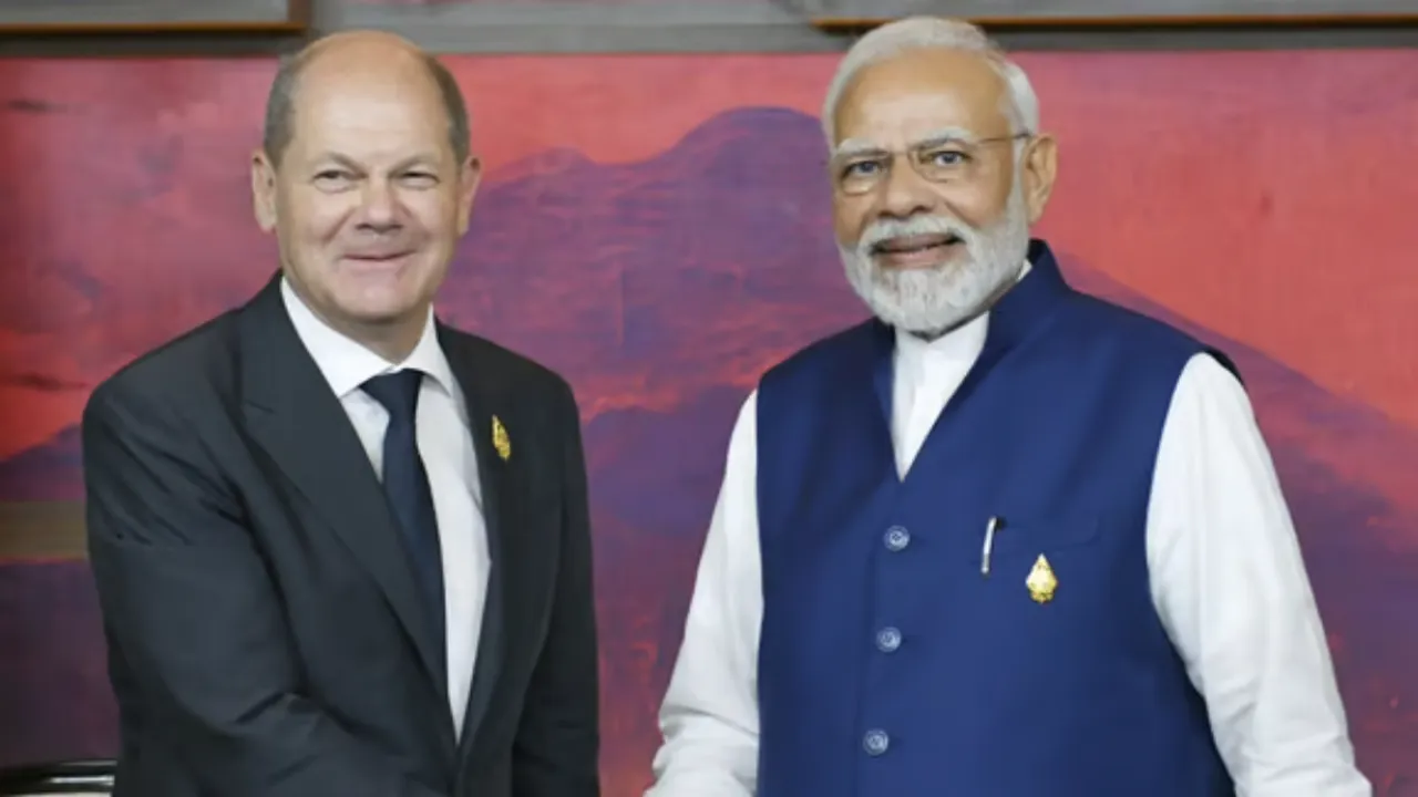  Indian Prime Minister Narendra Modi spoke at the18th Asia-Pacific Conference of German Business 2024 Photograph:(PTI) 
