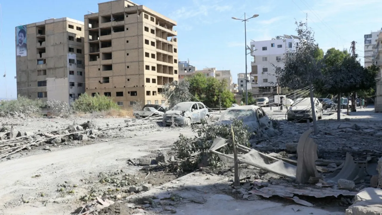  This picture shows the destruction at the site of Israeli strikes in the southern Lebanese city of Tyre on October 29, 2024. Photograph:(AFP) 