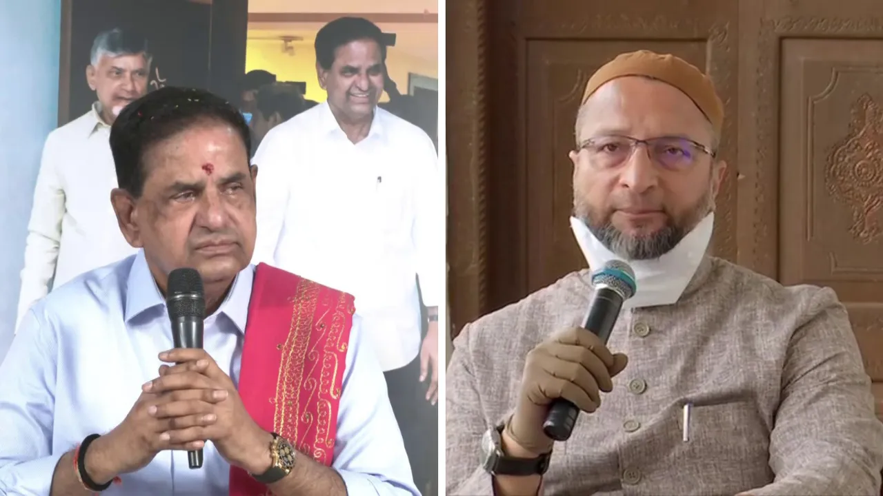  Image of Tirumala Tirupati Devasthanams (TTD) Chairman BR Naidu and AIMIM chief Asaduddin Owaisi. Photograph:(ANI) 