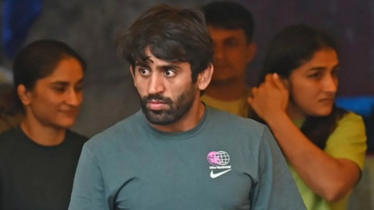  Olympic bronze medallist Bajrang Punia suspended by NADA for four years for violating antidoping code Photograph:(AFP) 