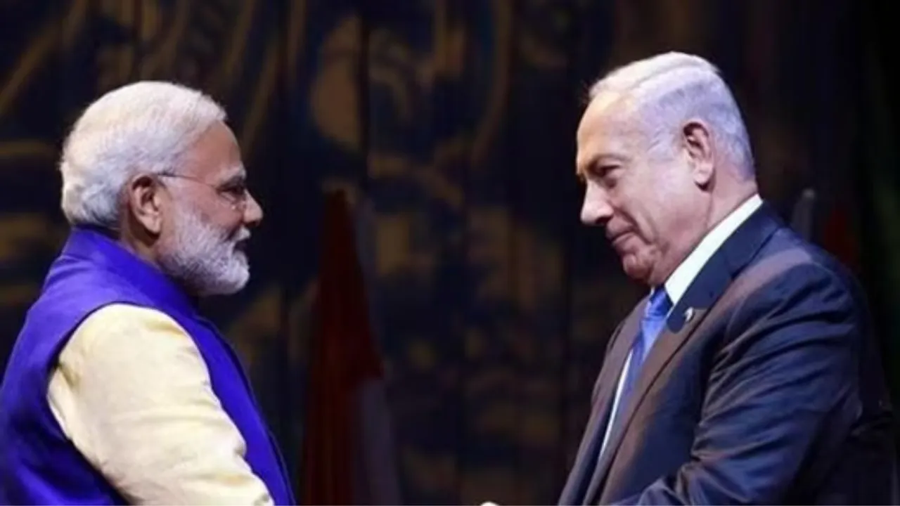  Indian Prime Minister Narendra Modi and his Israeli counterpart Benjamin Netanyahu Photograph:(PTI) 