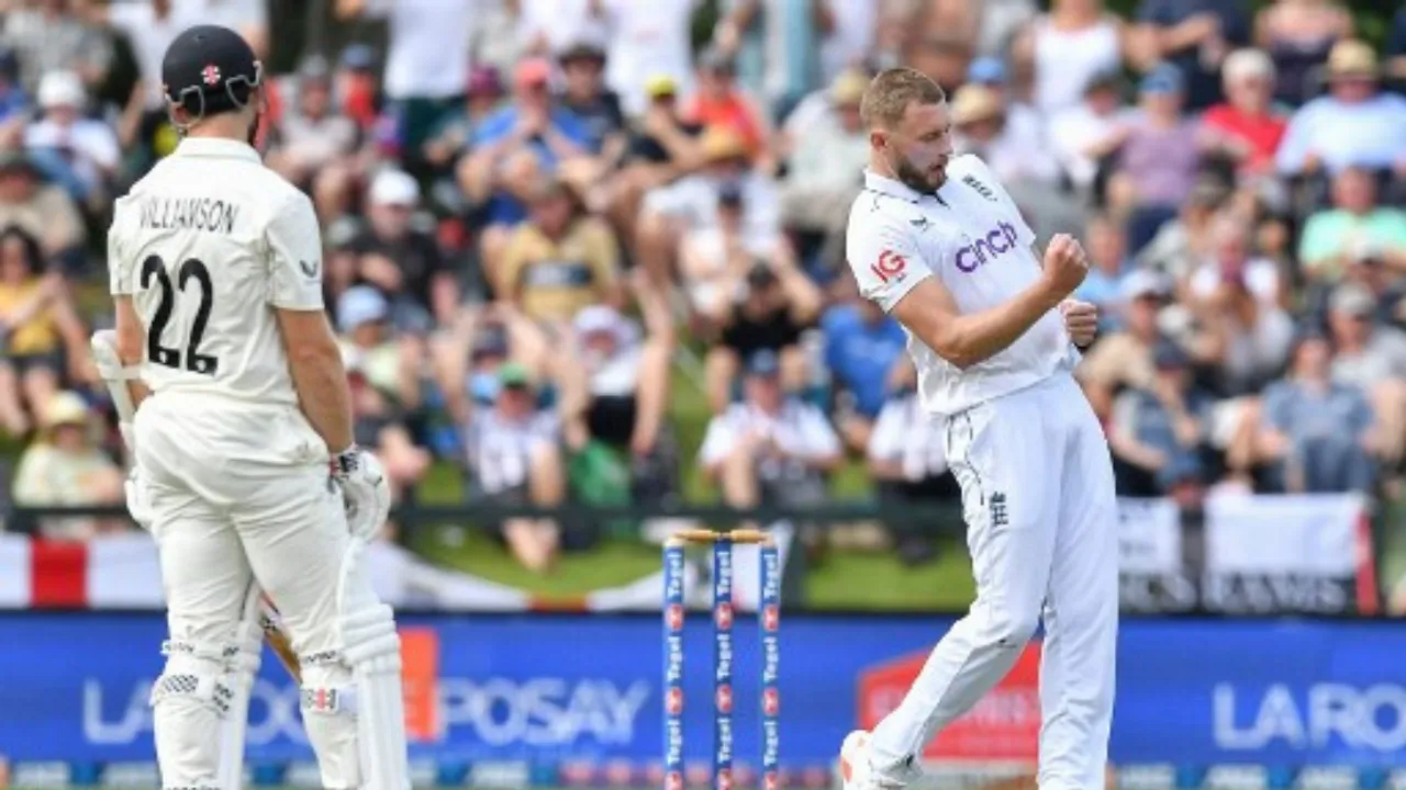  NZ vs ENG, 2nd Test: Gus Atkinson wheels away in celebration after completing first career hat-trick - WATCH Photograph:(AFP) 