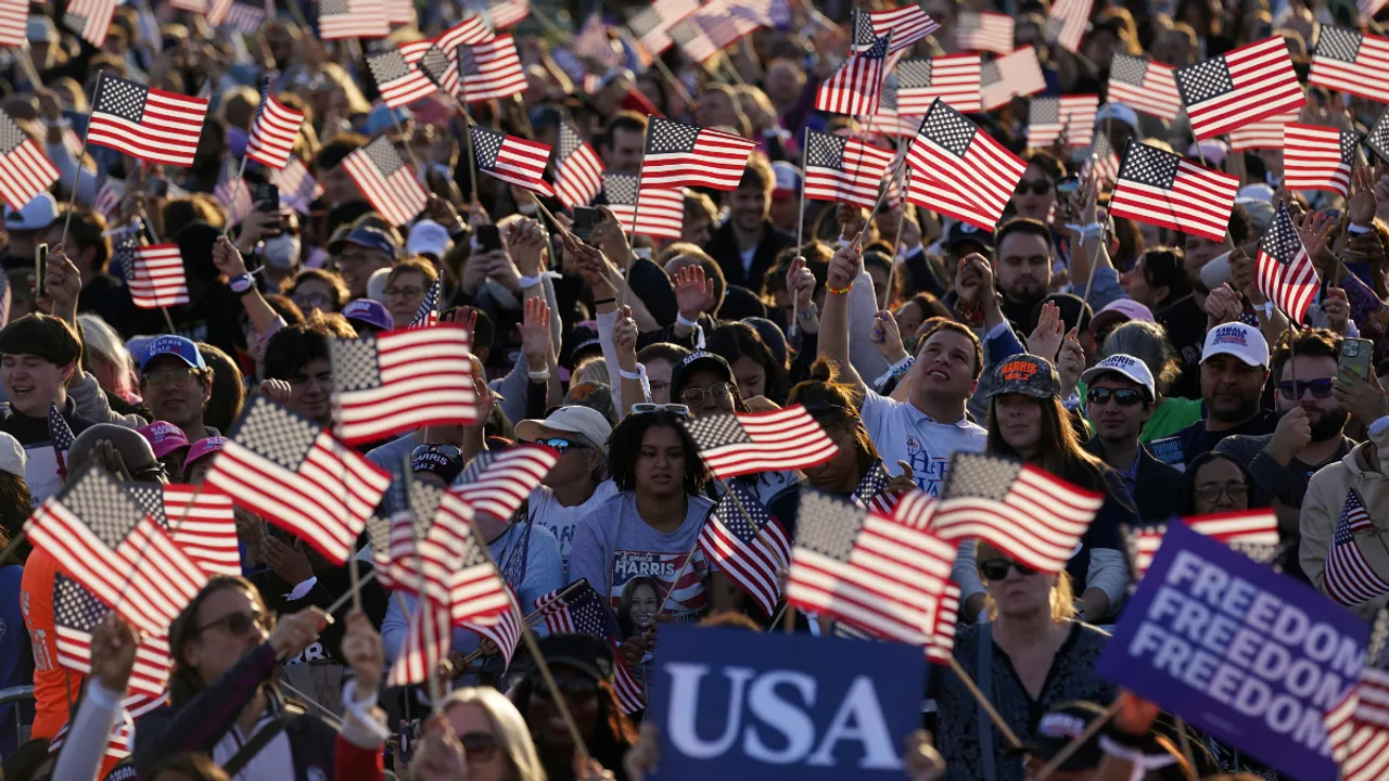  Image of supporters amid the 2024 US presidential elections. Photograph:(Reuters) 