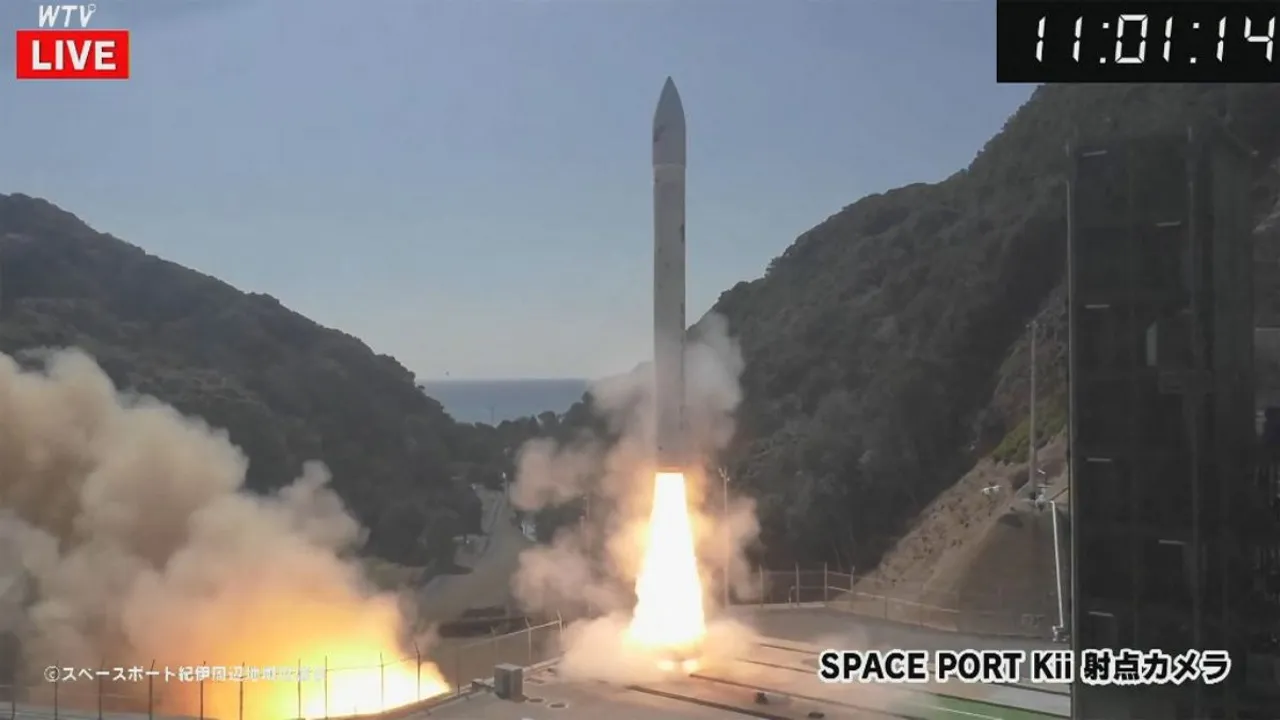  File photo: This frame grab taken from AFPTV via online footage broadcast by Wakayama Telecasting Corp. (WTV) on March 13, 2024 shows a small rocket being launched by Tokyo-based startup Space One, at the Spaceport Kii site in Kushimoto, Wakayama prefecture Photograph:(AFP) 