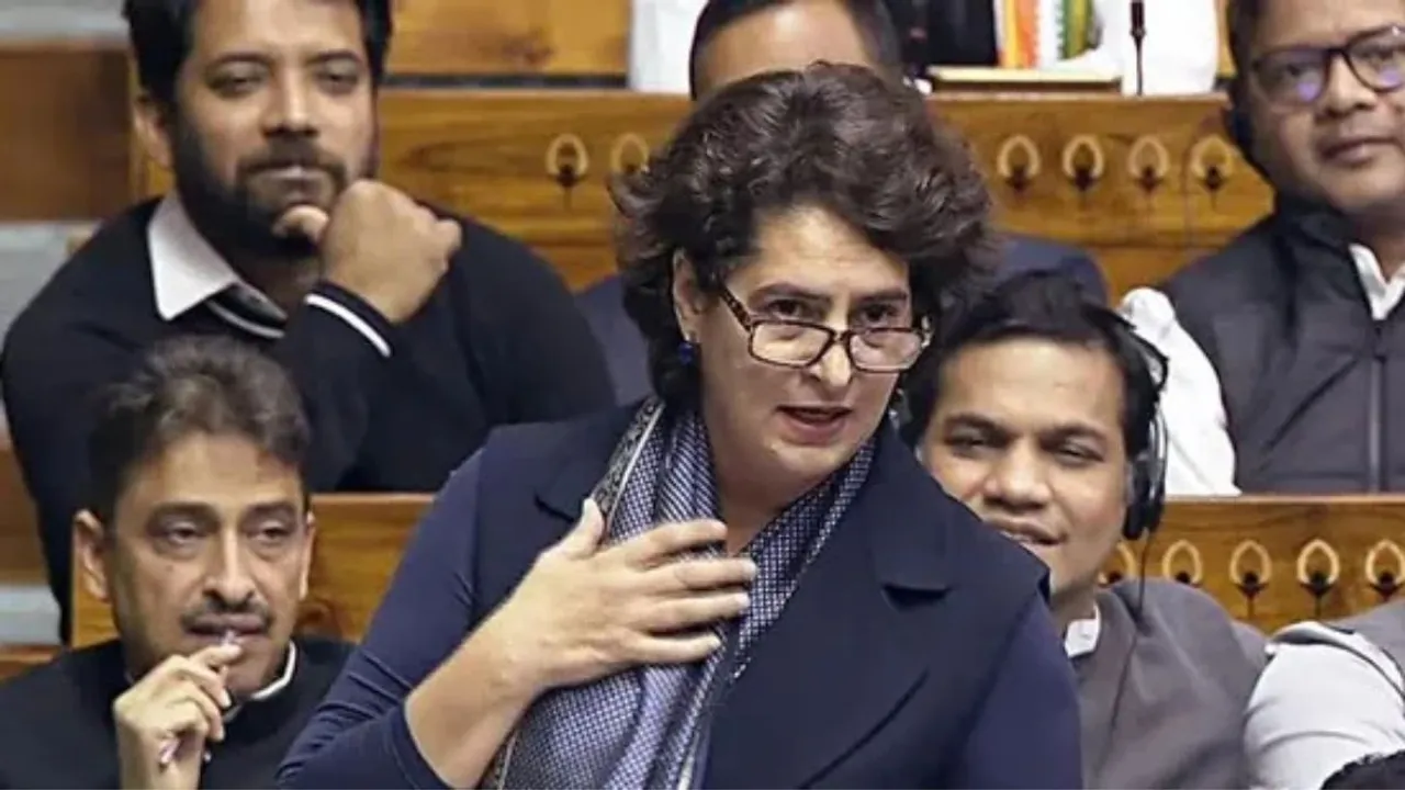  Congress MP Priyank Gandhi Vadra speaking at Parliament Winter Session Photograph:(ANI) 