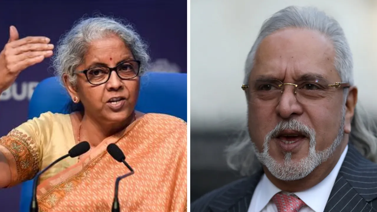  File images of India's Finance Minister Nirmala Sitharaman and fugitive businessman Vijay Mallya. Photograph:(Agencies) 
