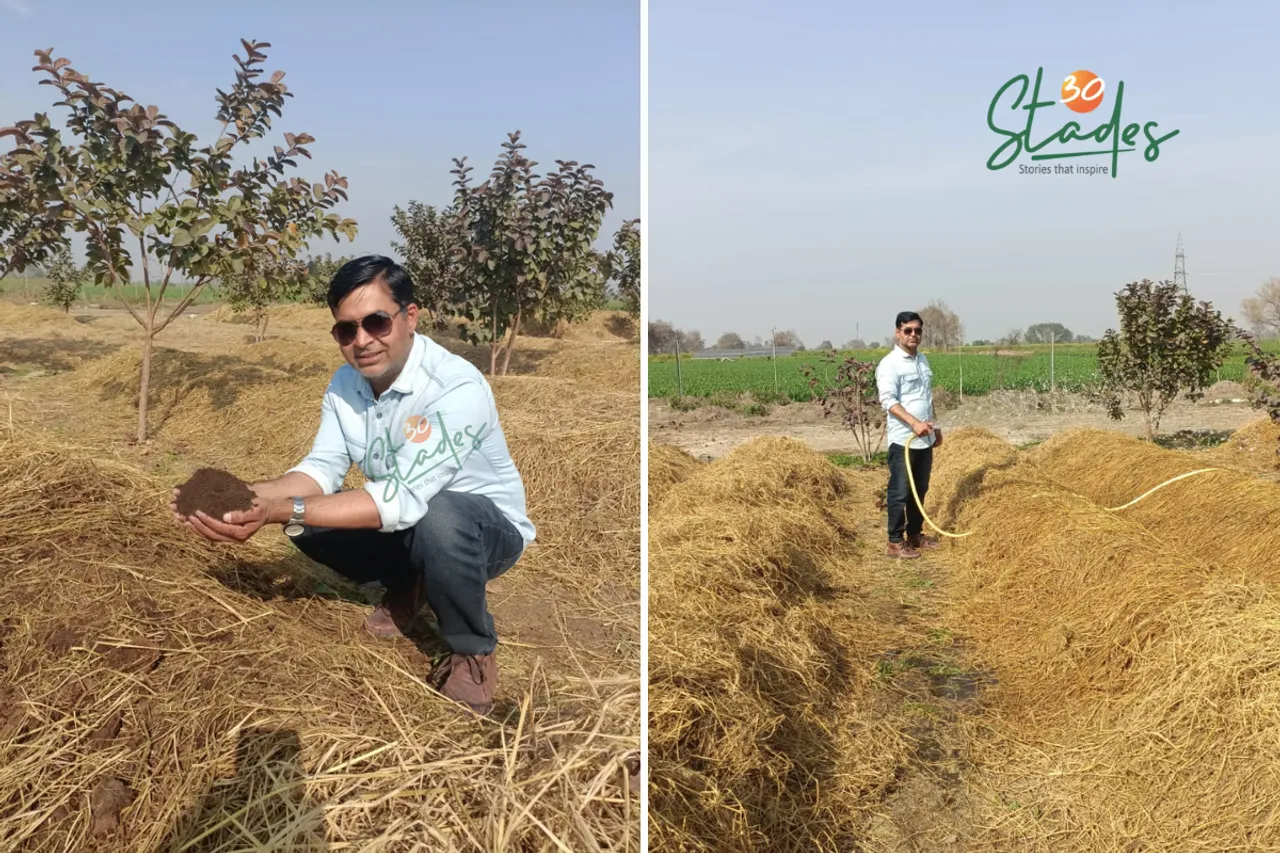 Pramaod Saharan at his vermicompost facility in Kaimri village, Hisar. 
