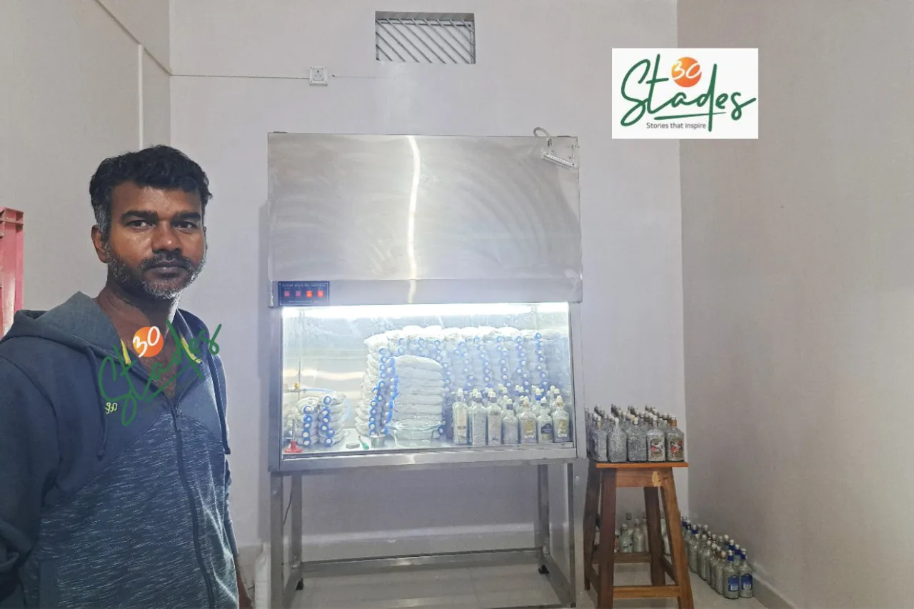 Jatindra Barwa at his mushroom spawn production unit in Sundargarh, Odisha