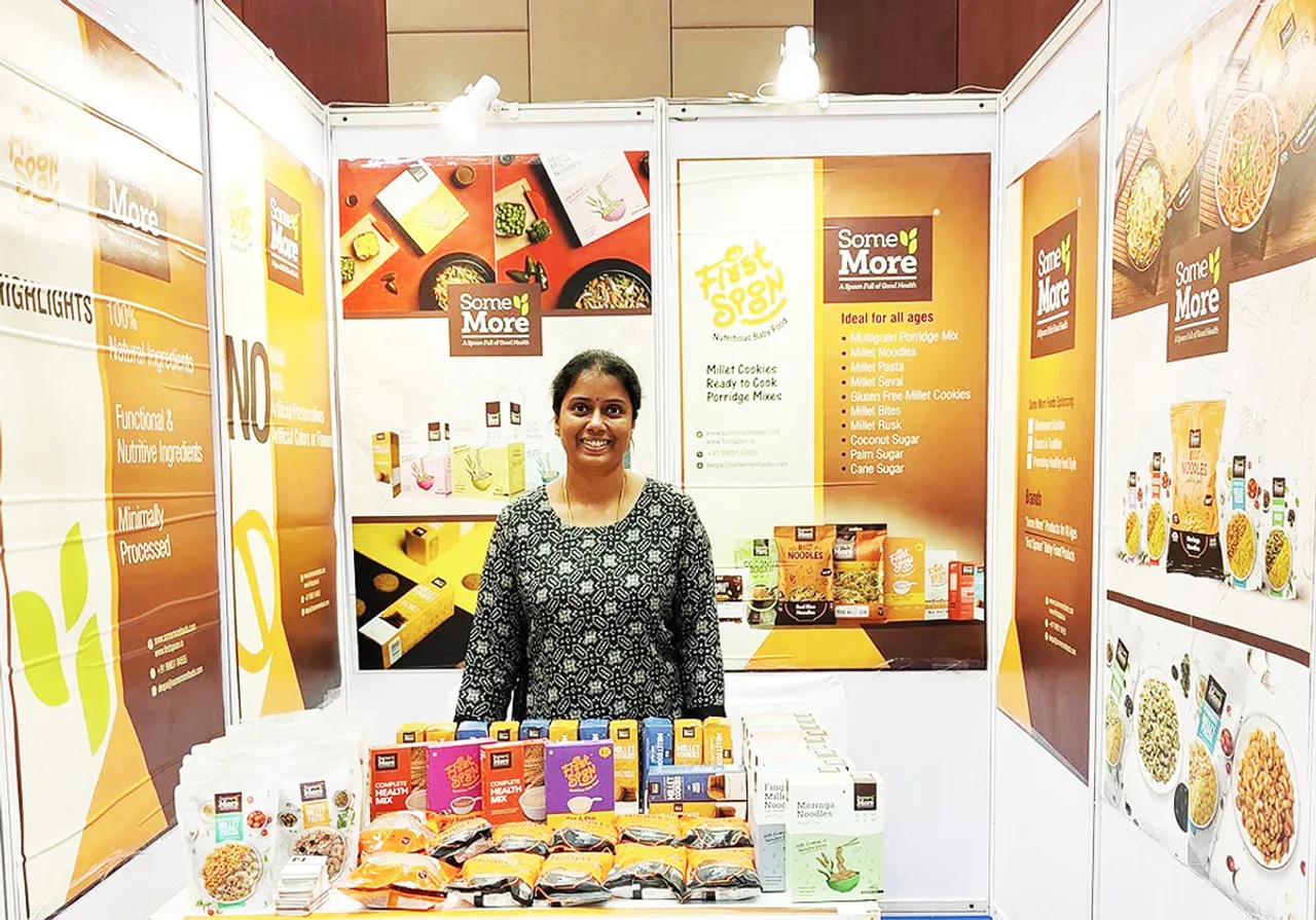 Deepa Muthukumarasamy with some of her millet ready-to-cook products
