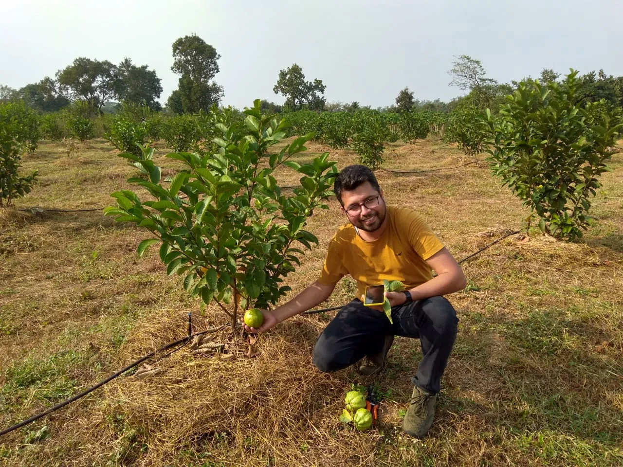 Akash Thakkar at his farm in Karjat, Maharashtra