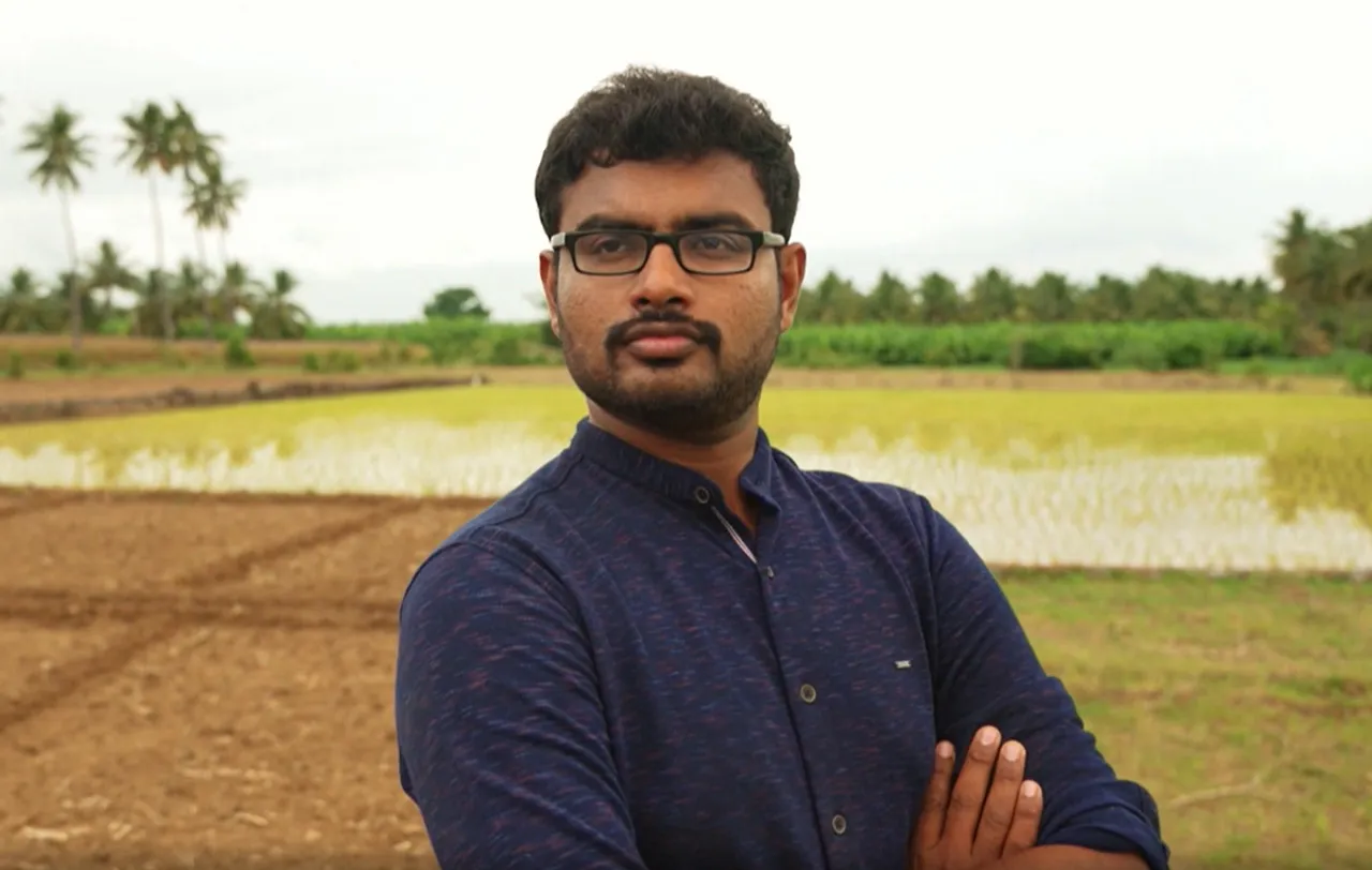 P Janakan, 32, quit his job in Chennai to start his millet processing unit in Namakkal in Tamil Nadu. Pic: Courtesy P Janakan